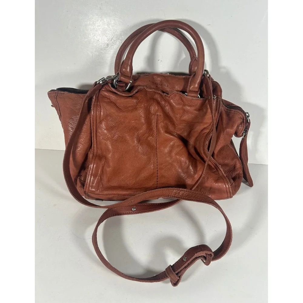 Liebeskind Berlin Cognac Brown Leather Satchel Crossbody Bag Handbag